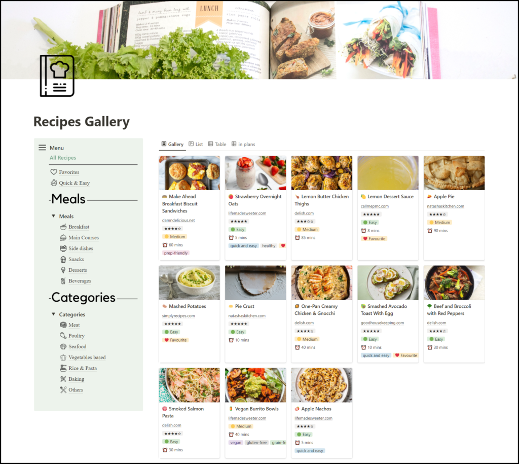 Recipe Book  Notion Template