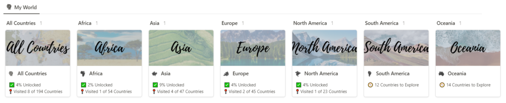 Notion Travel Planner : Travel stats